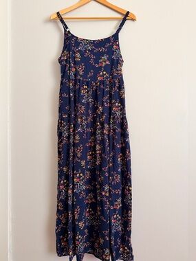 Navy Floral Maxi Dress- w/ adjustable Straps
